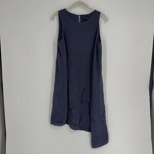 Eileen Fisher top womens petite medium PM blue silk tunic artsy minimalist